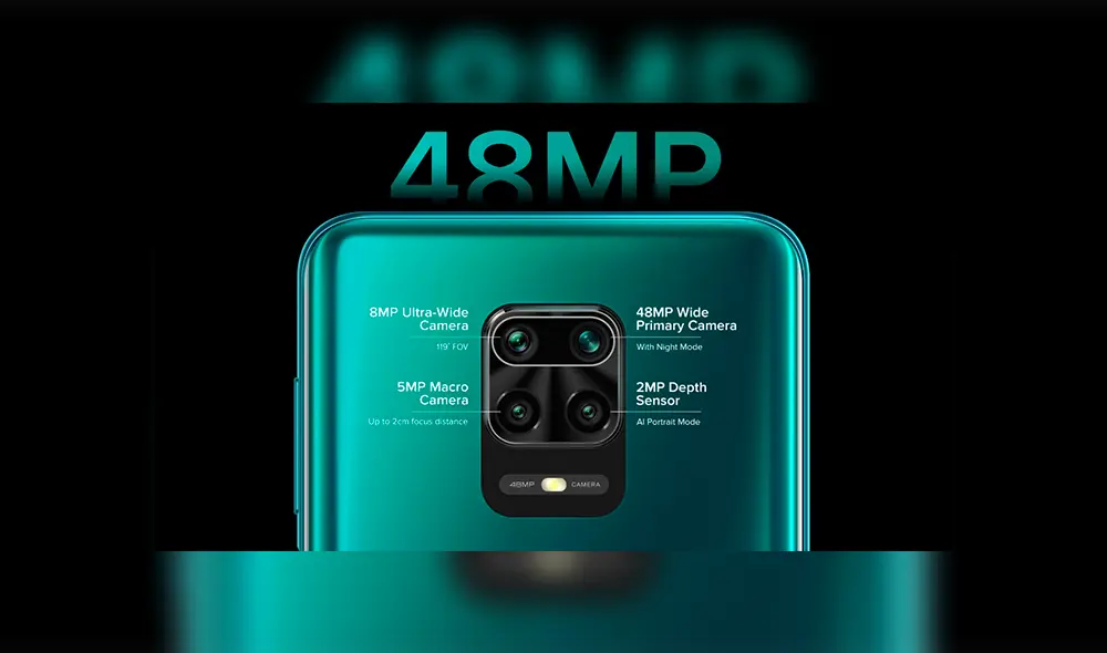 La cámara del Redmi Note 9 Pro está conformada por 48 MP + 8 MP + 5 MP + 2 MP.