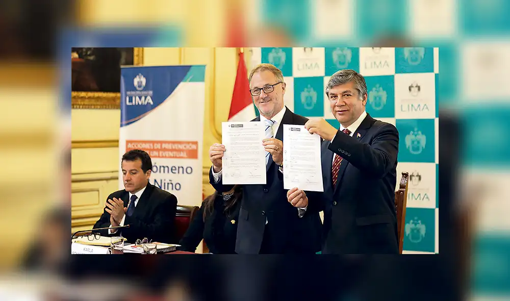 Aliados. Alcalde Jorge Muñoz y ministro Miguel Estrada.