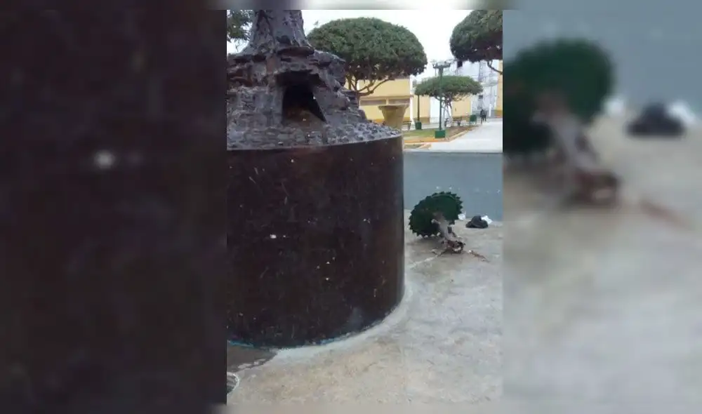 Ferreñafe: destruyen histórica pileta de la Plaza de Armas [VIDEO]
