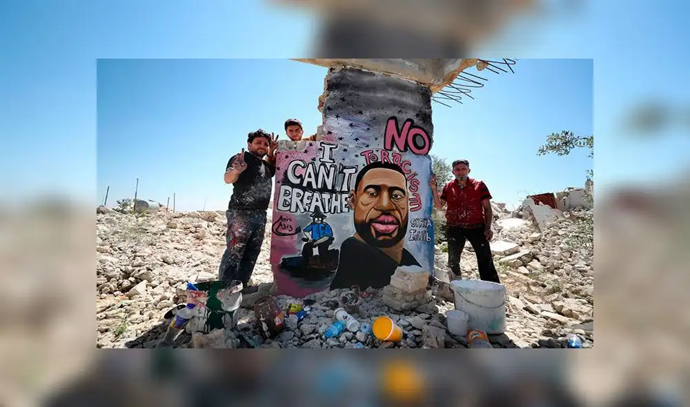 Hasta Siria ha llegado el rostro de George Floyd convertido en un emblema de protesta contra el racismo. Foto: AFP Hasta Siria ha llegado el rostro de George Floyd convertido en un emblema de protesta contra el racismo. Foto: AFP