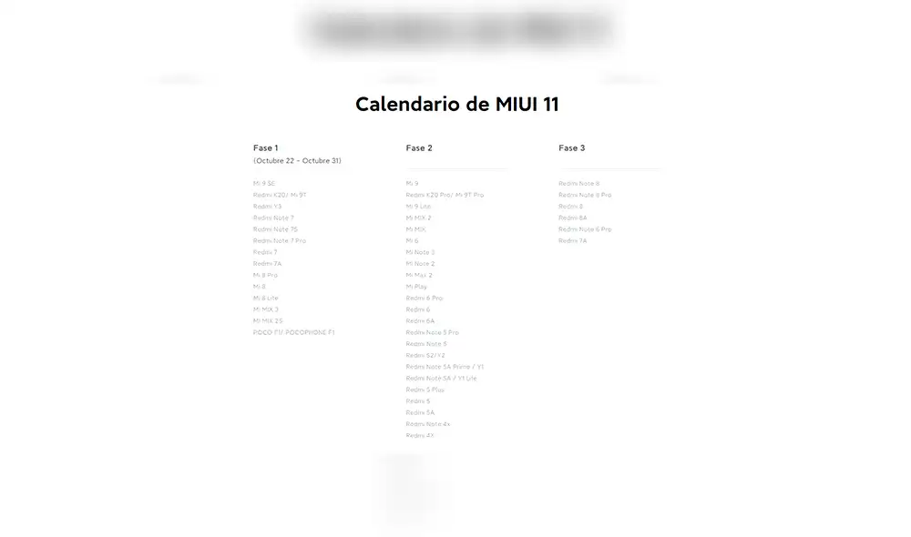 Xiaomi: Calendario de actualizaciones de MIUI 11.