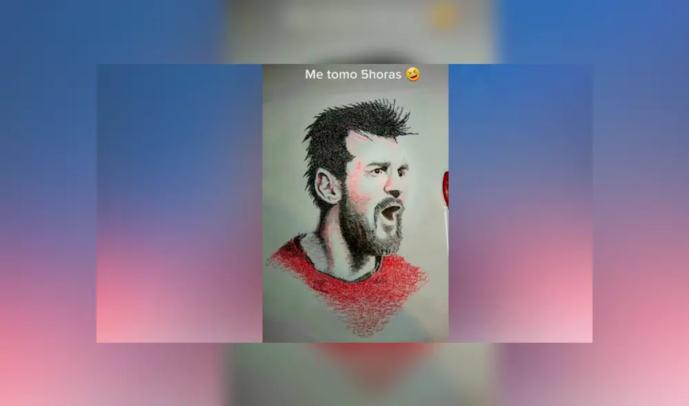 Desliza las imágenes para ver el increíble proceso que utilizó este joven para dibujar Lionel Messi. Fotocapturas: Carlos Idrogo Duarezes /TikTok