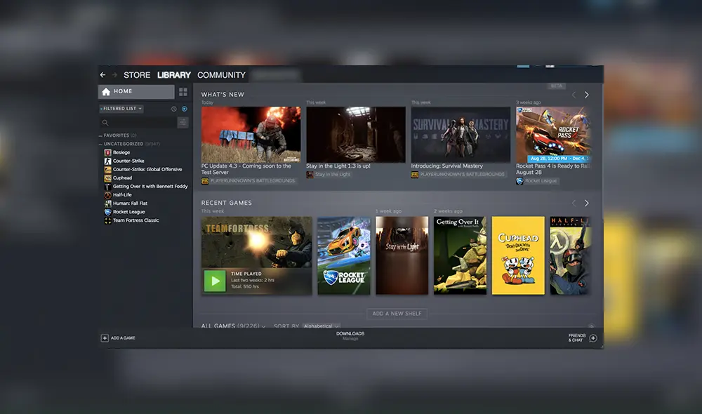 Así es el nuevo diseño de la biblioteca de Steam. Descubre cómo conseguirlo.
