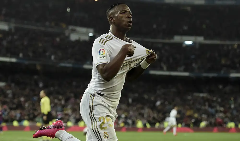 Vinicius Jr. marcó el 1-0 del partido entre Real Madrid y Barcelona. Foto: AFP Vinicius Jr. marcó el 1-0 del partido entre Real Madrid y Barcelona. Foto: AFP