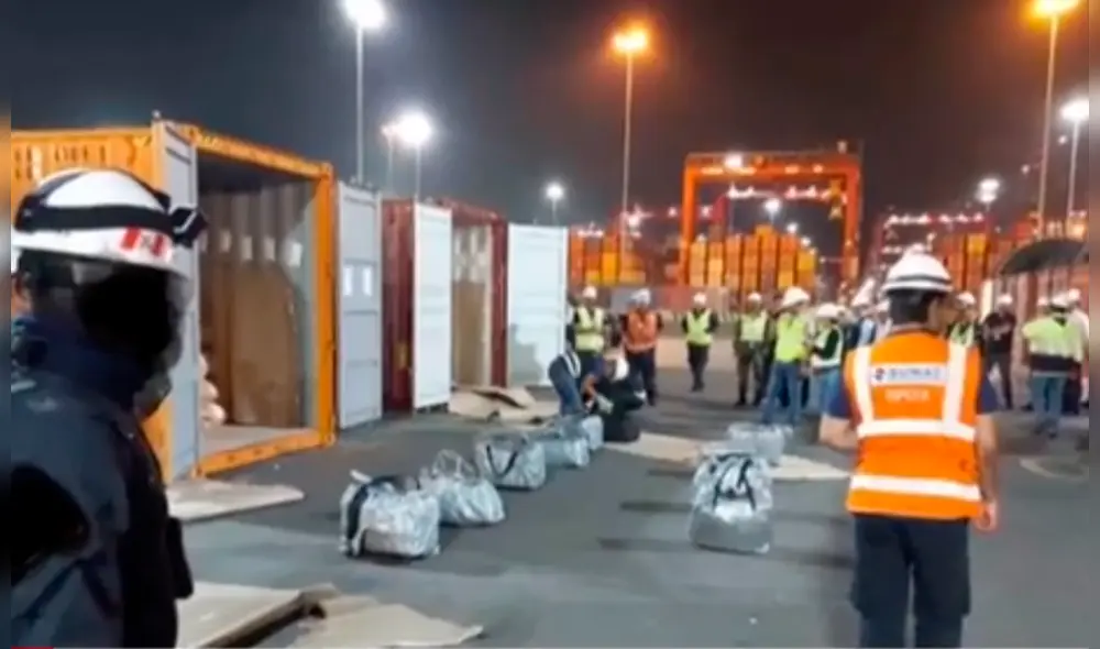 El operativo ocurrió en el muelle N° 2 del Terminal Portuario DP World. (Foto: Captura video) El operativo ocurrió en el muelle N° 2 del Terminal Portuario DP World. (Foto: Captura video)