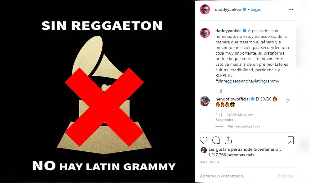 Daddy Yankee y su mensaje de indignación contra los Latin Grammy