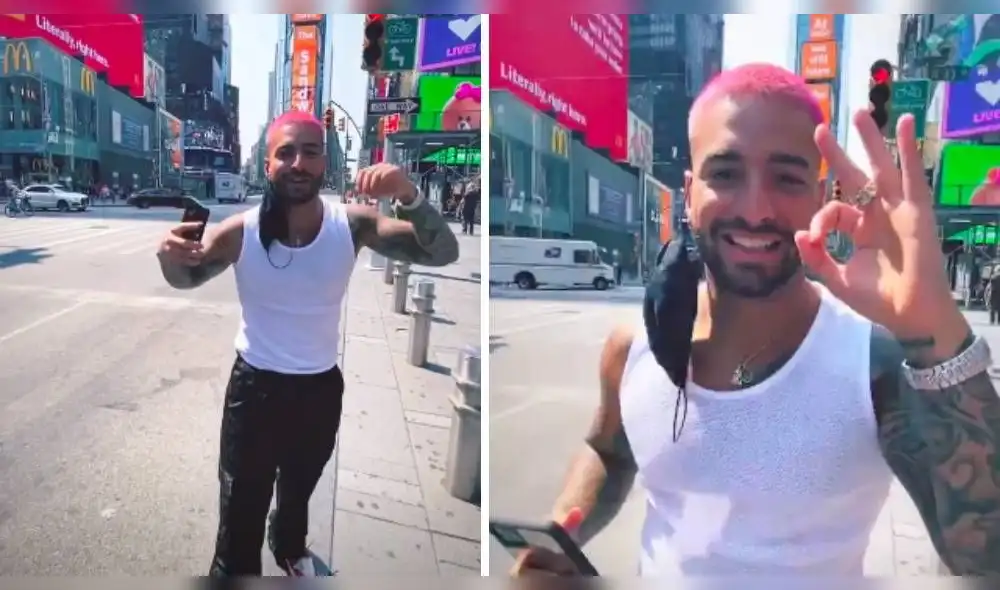 El intérprete de “Hawái” no pudo evitar expresar su emoción al ver su rostro en uno de los edificios. | Foto: Captura Instagram