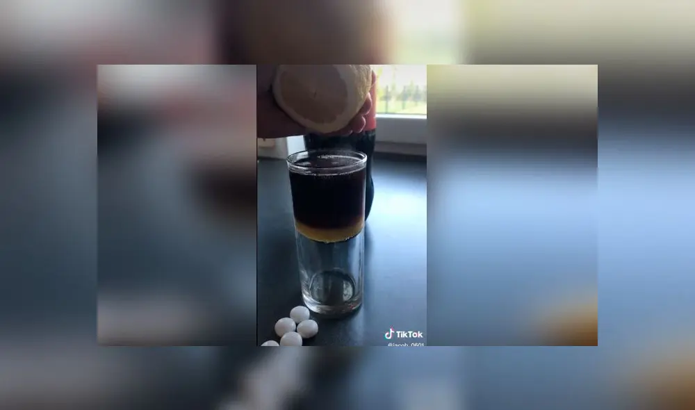 Desliza las imágenes para ver el increíble resultado de este experimento casero en que se juntaron Mentos con Coca Cola. Foto: TikTok Desliza las imágenes para ver el increíble resultado de este experimento casero en que se juntaron Mentos con Coca Cola. Foto: TikTok