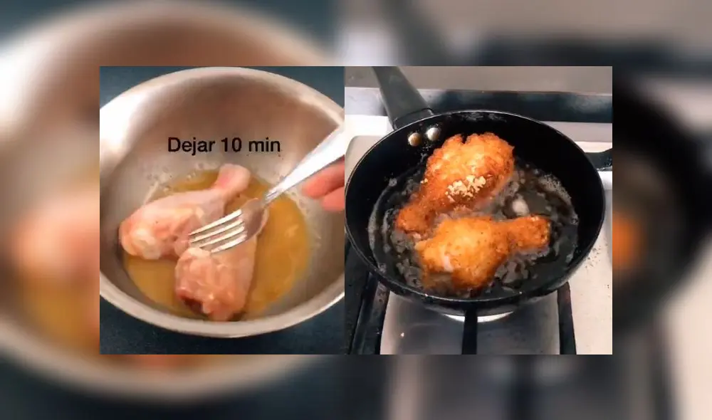 Desliza las imágenes para conocer la receta secreta del pollo broaster al estilo KFC. Foto: Fiorella Santillan/TikTok