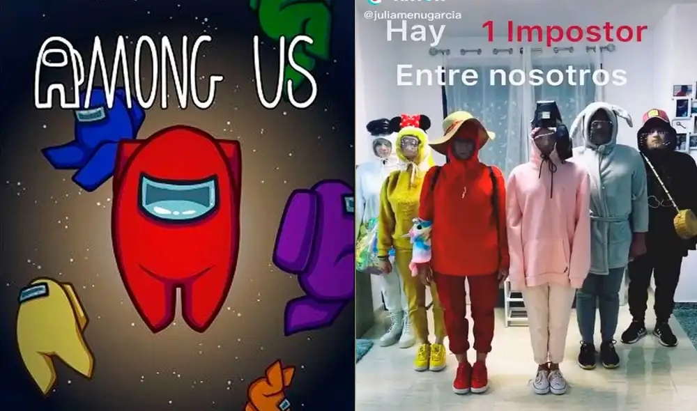 Desliza las imágenes para ver la divertida parodia que hizo un grupo de jóvenes del videojuego Among Us. Fotocaptura: juliamenugarcia/TikTok