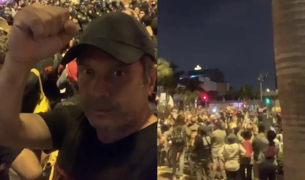 Lucho Cáceres se unió a las protestas en el Parque Kennedy. Foto: composición LR/Instagram
