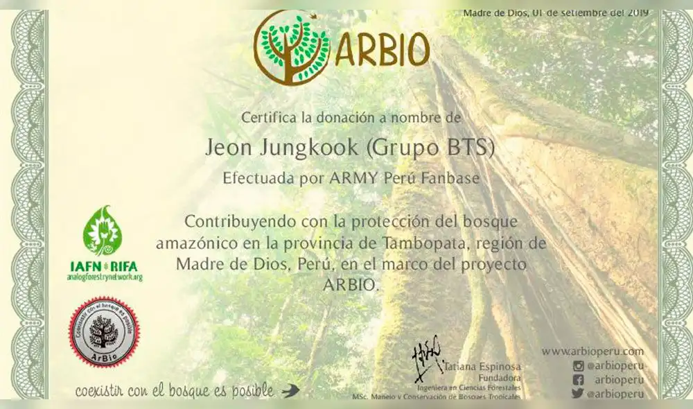 ARMY en Perú realiza campaña en contra de la deforestación siguiendo mensaje del cantante de kpop