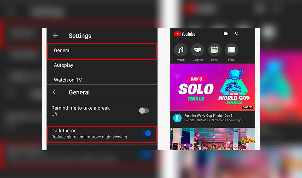 Smartphones Aplicaciones Modo Oscuro