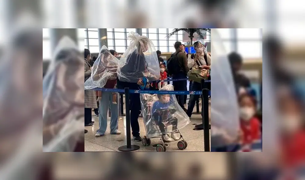 Ciudadanos chinos han recurrido al plástico para protegerse del coronavirus. (Foto: Twitter)