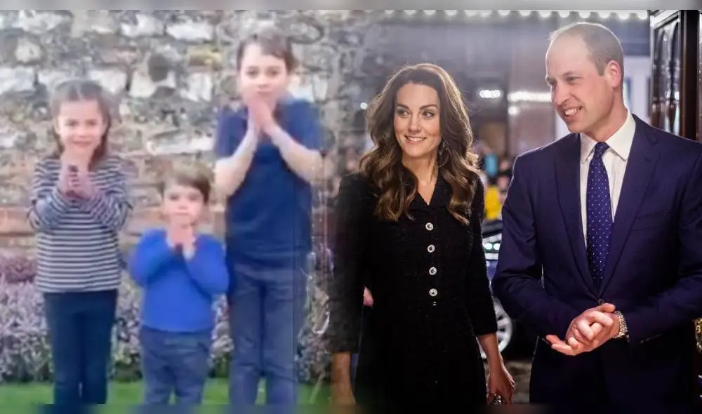 George, Charlotte y Louis se unieron a los aplausos en agradecimiento a los trabajadores de salud. (Foto: Composición9