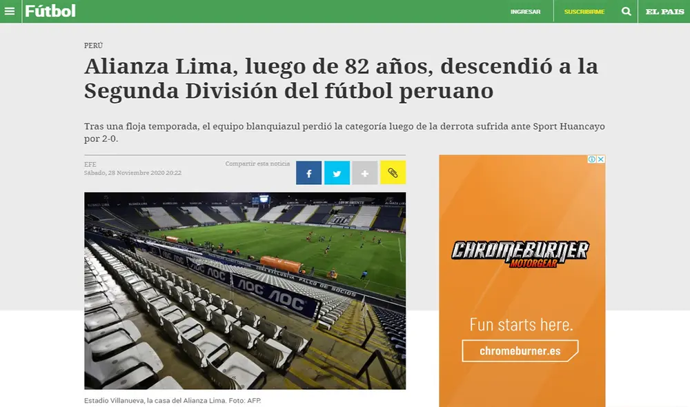 El País de Uruguay. Foto: captura de pantalla