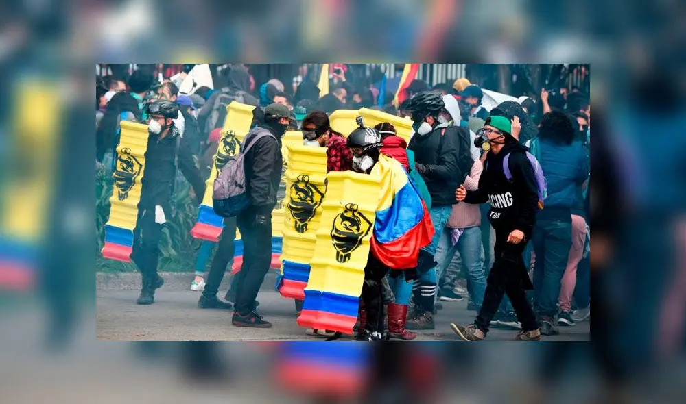 Enfrentamientos entre manifestantes y la Policía de Colombia. Foto: difusión