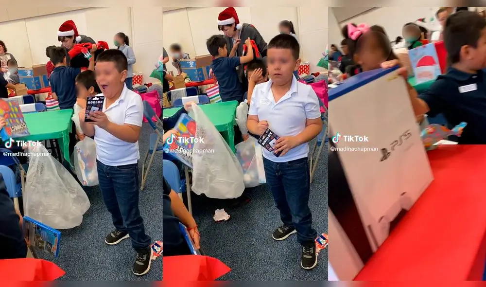 Niño queda en shock al ver el gran regalo de su amigo. Foto: composición LR/captura de TikTok