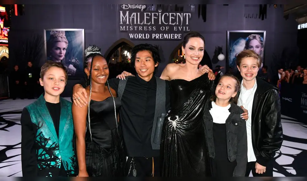 Angelina Jolie y sus hijos desbordan felicidad en alfombra roja de “Maléfica”