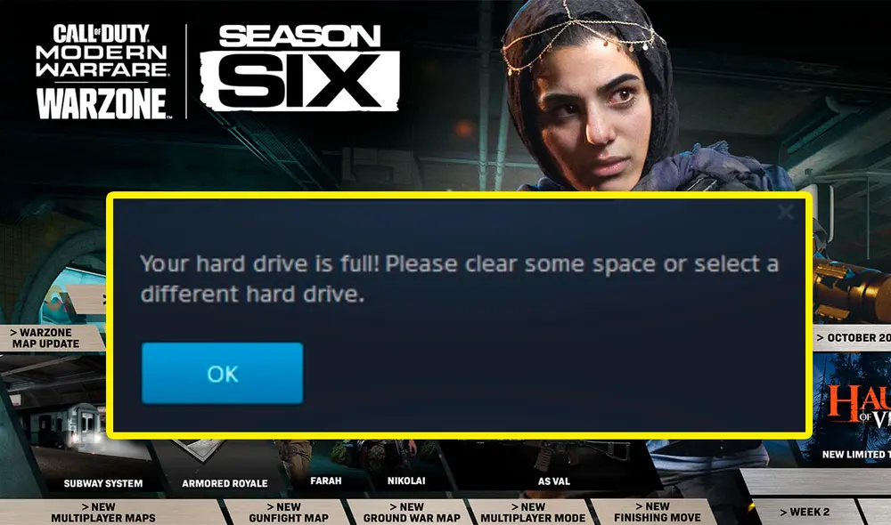 Call of Duty Modern Warfare ya no entra en un SSD de 250 GB y ocuparía un tercio del espacio de almacenamiento de PlayStation 5 y Xbox Series X. Foto: Battlenet/Twitter
