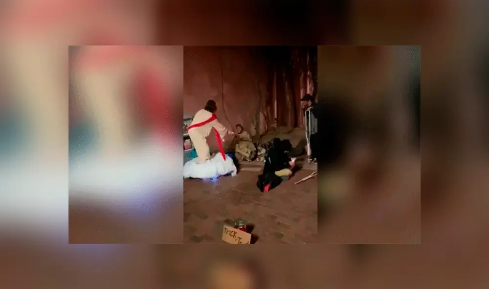 Joven se disfraza de Jesús y reparte pan a gente sin hogar durante Halloween [VIDEO]