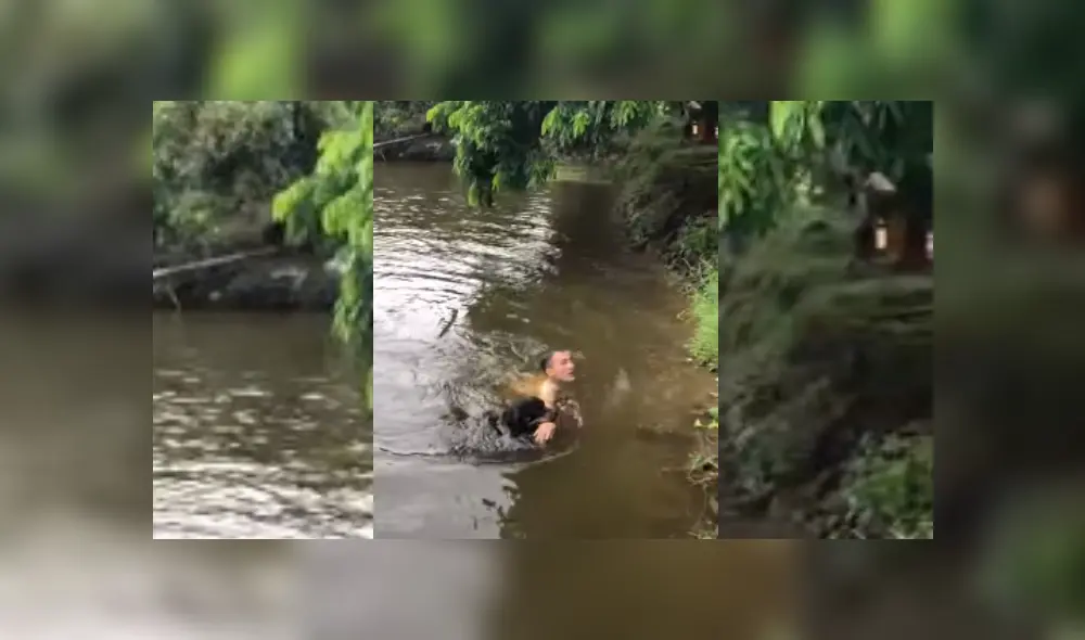 Video es viral en TikTok. Hombre simuló un accidente mientras se daba un baño en el río, sin imaginar que su perro se lanzaría al agua rápidamente para salvarlo, tras verlo en peligro. Fotocaptura: YouTube Video es viral en TikTok. Hombre simuló un accidente mientras se daba un baño en el río, sin imaginar que su perro se lanzaría al agua rápidamente para salvarlo, tras verlo en peligro. Fotocaptura: YouTube