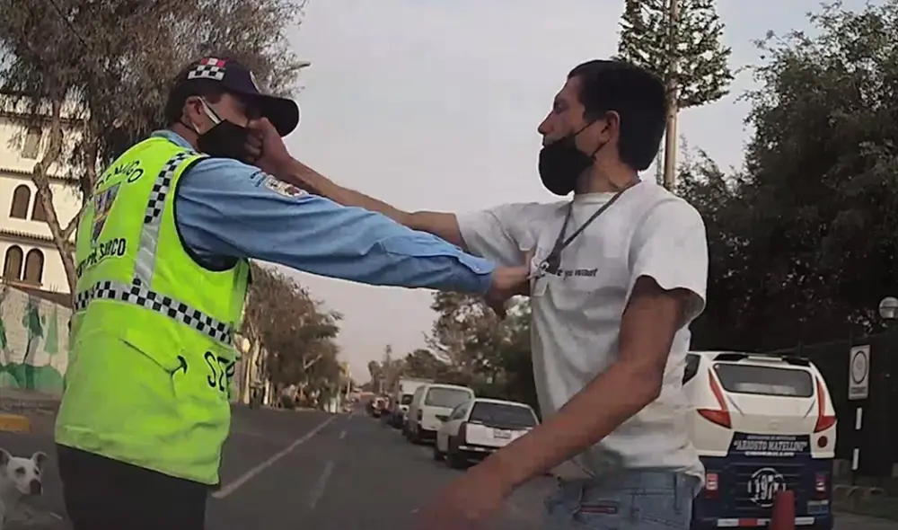 Cámaras instaladas en patrullero de Serenazgo captaron la agresión. Foto: Municipalidad de Surco