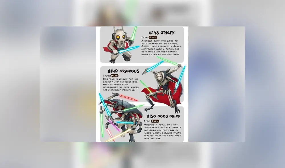 Grievous obtiene pre-evolución y evolución como si fuese un Pokémon.