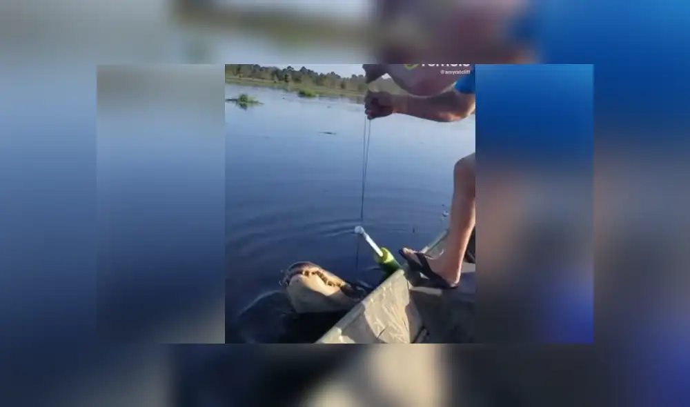 Un pescador pensó haber capturado a un pez y se terminó viendo cara a cara a un cocodrilo. Foto: YouTube Un pescador pensó haber capturado a un pez y se terminó viendo cara a cara a un cocodrilo. Foto: YouTube