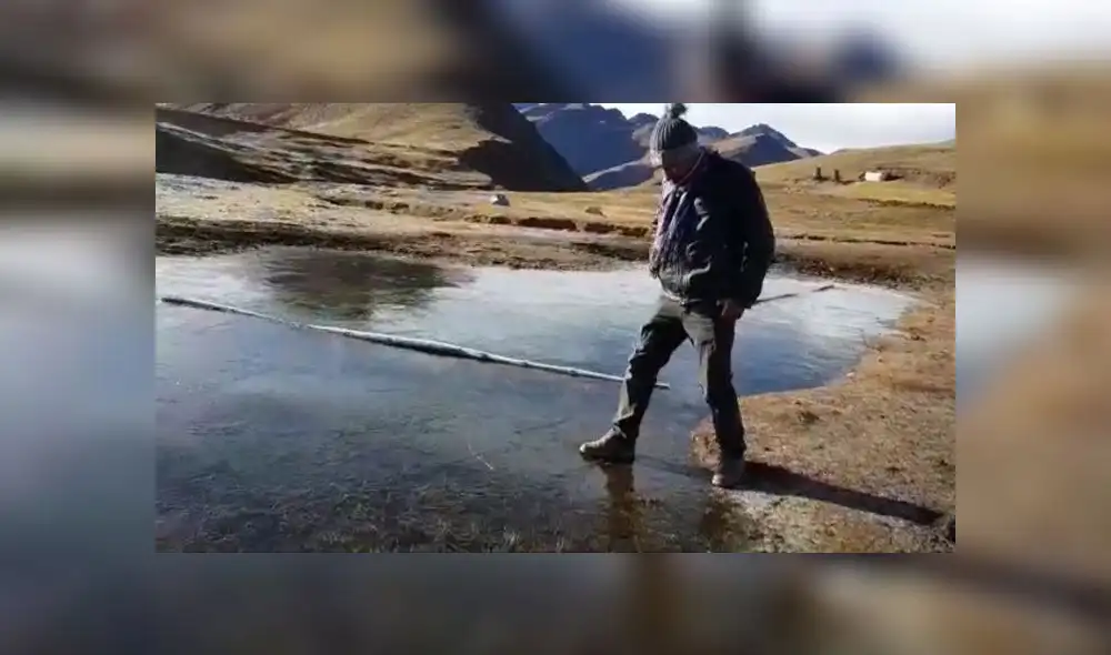 Frío congeló riachuelos en Cusco [VIDEO]