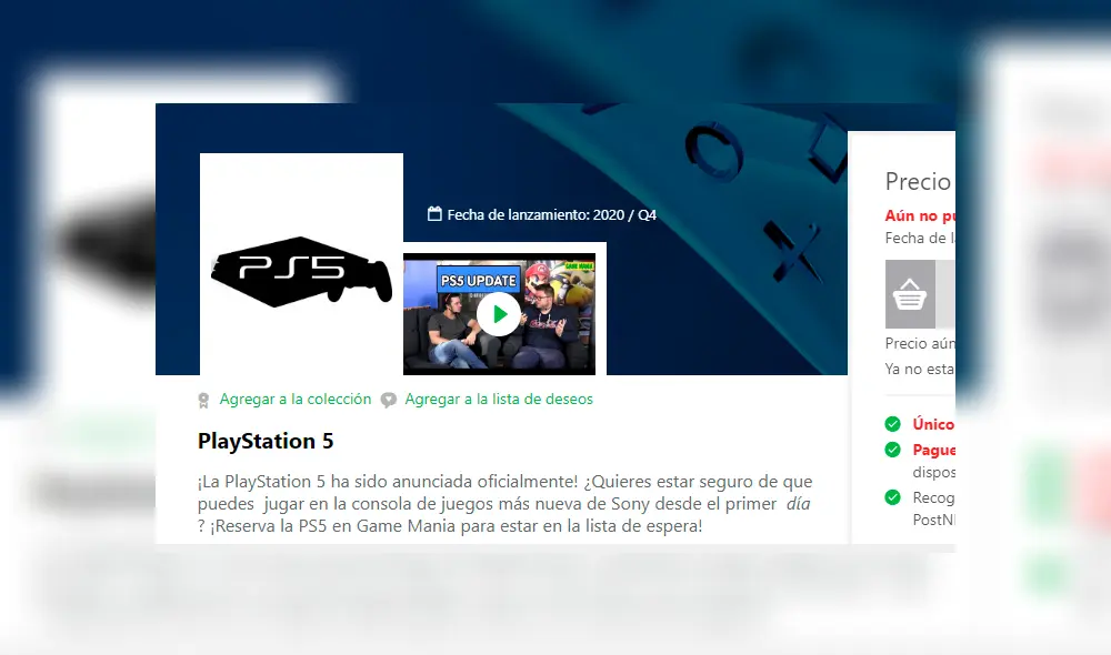 PS5 en Game Mania (enlace en la nota).
