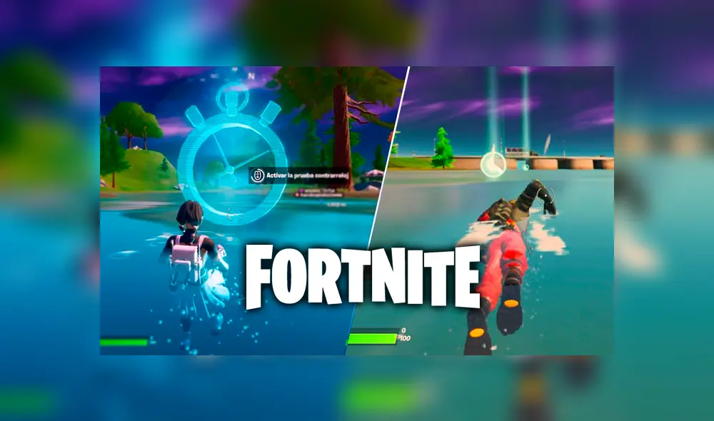 Así se completan las dos pruebas contrarreloj de natación en Fortnite Battle Royale.