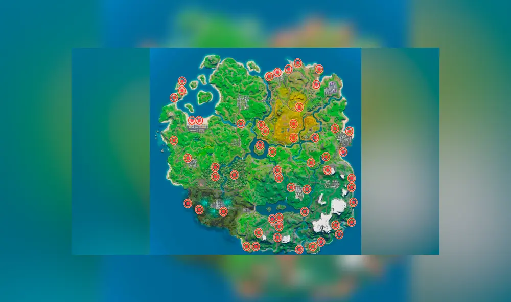 Mapa con la ubicación de las fogatas en Fortnite. Créditos: Hobby Consolas. Mapa con la ubicación de las fogatas en Fortnite. Créditos: Hobby Consolas.