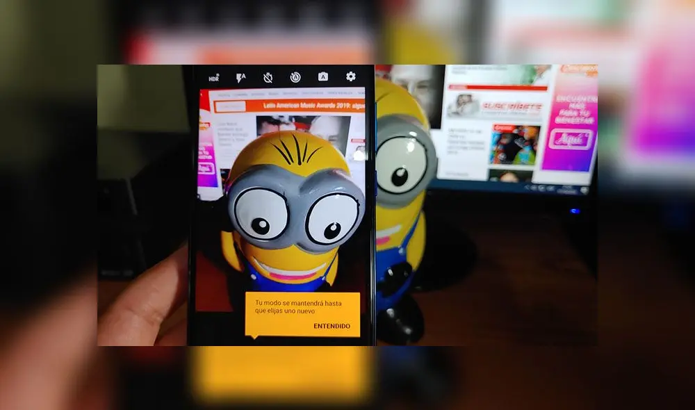Motorola One Vision con cámara en modo retrato. Motorola One Vision con cámara en modo retrato.