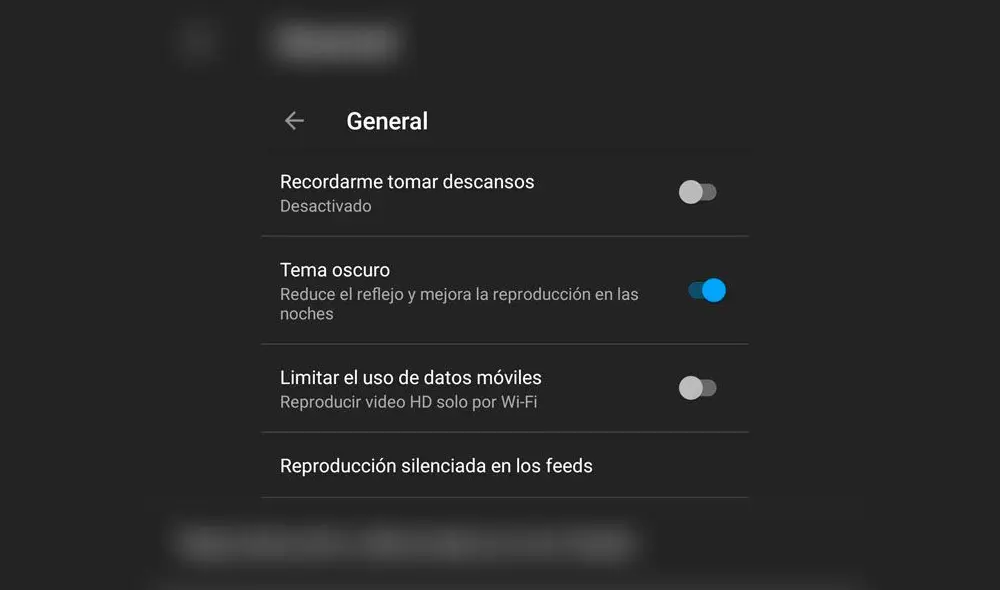 'Modo oscuro' en la aplicación de YouTube. 'Modo oscuro' en la aplicación de YouTube.