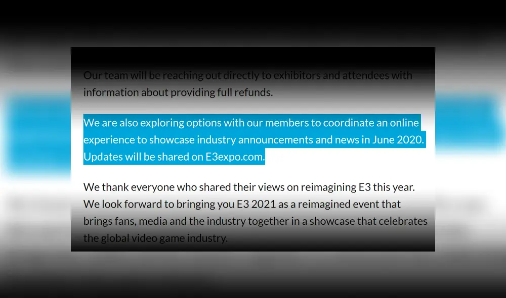 La ESA ya explora otras opciones con "experiencias online" para junio. La ESA ya explora otras opciones con "experiencias online" para junio.