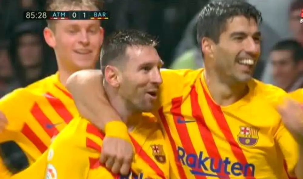 Lionel Messi anotó el primer gol del Barcelona vs. Atlético de Madrid en el Wanda Metropolitano. | Foto: ESPN