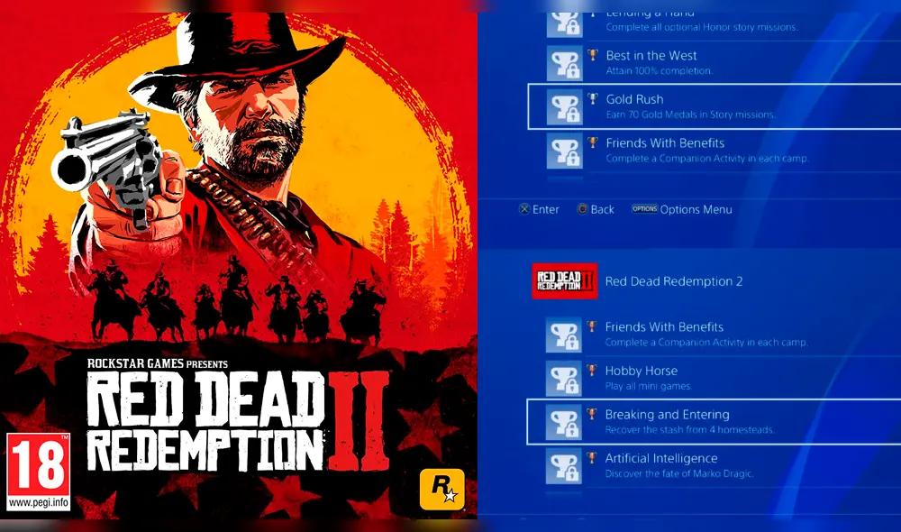 Se filtraron los trofeos de Red Dead Redemption 2 en PlayStation 4 [FOTOS]