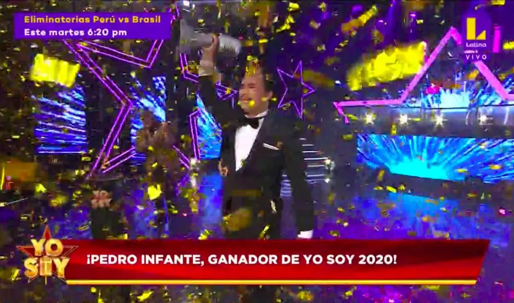 Luis Hans alzó la copa de Yo soy. Foto: Captura Latina