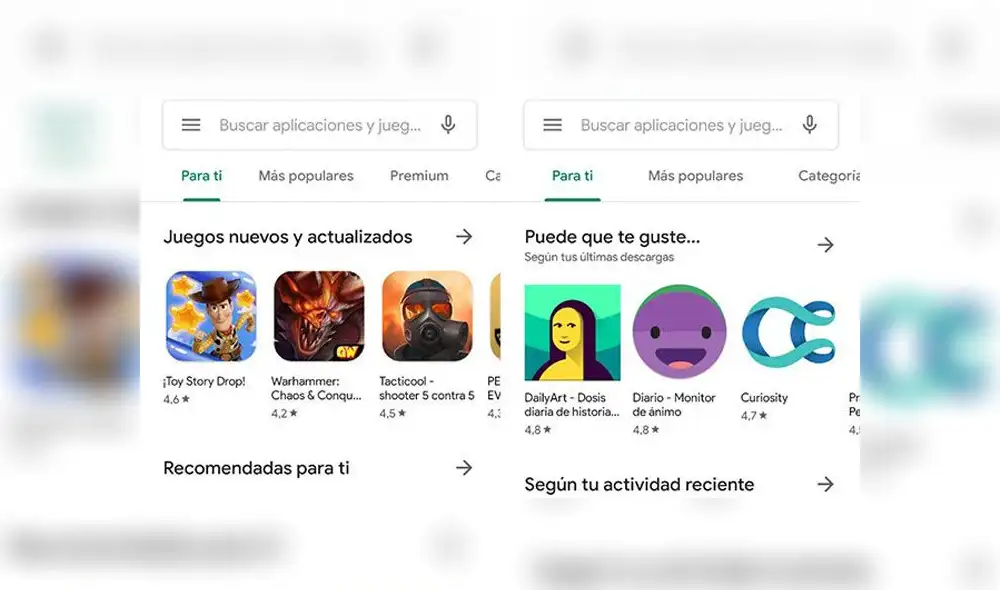 La nueva interfaz de Google Play ya está disponible en todos los móviles Android.