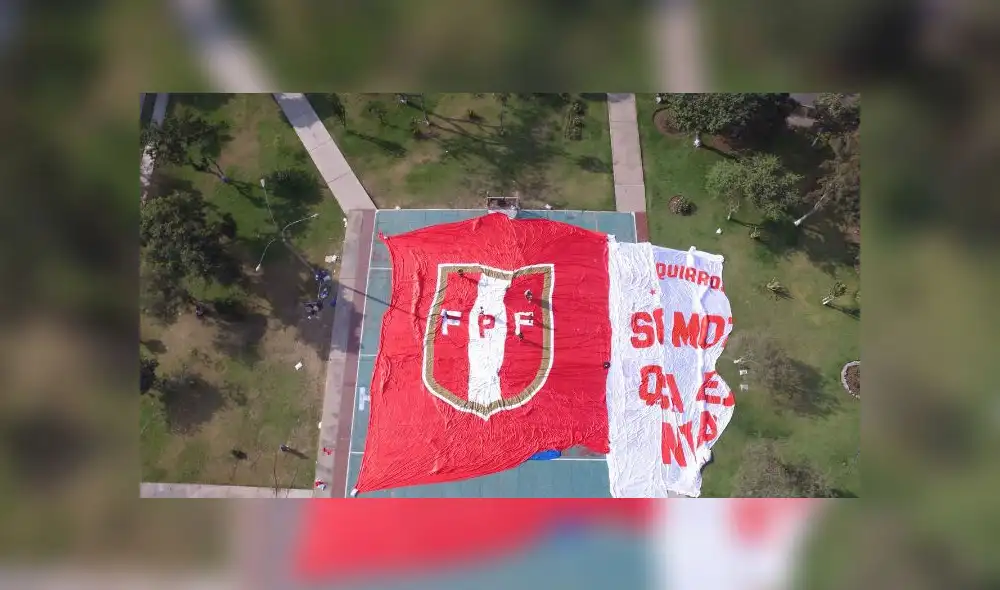 Presentan bandera gigante para partido de Perú vs Escocia