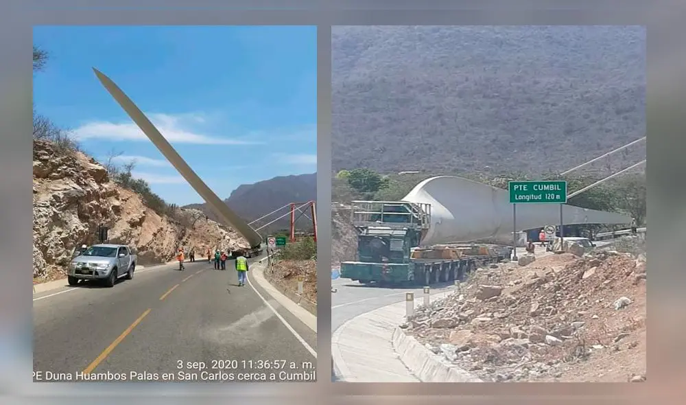 Cajamarca: trasladan hélices de los aerogeneradores del parque eólico de Huambos