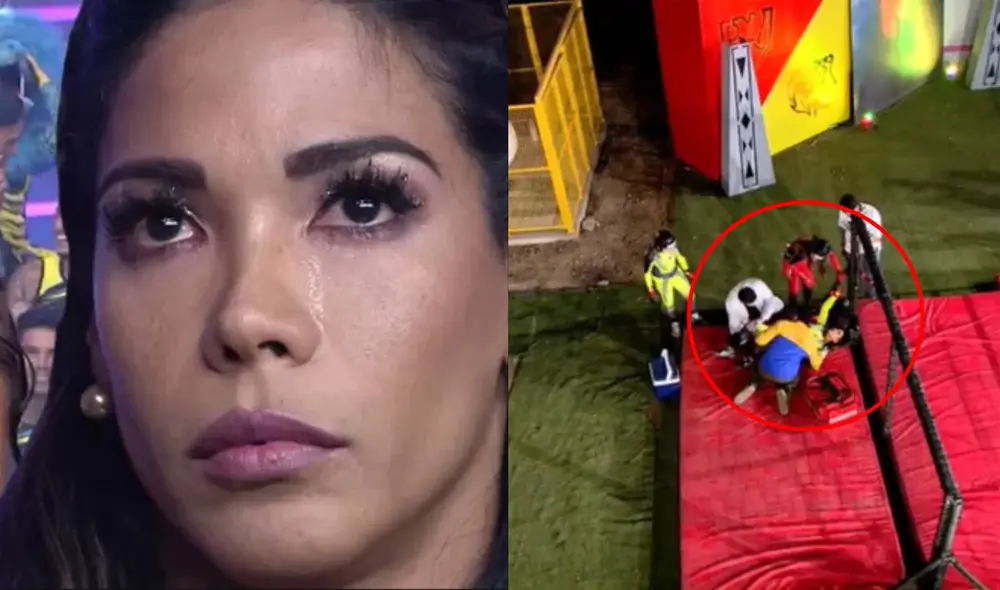 Karen Dejo se lesiona en vivo en "EEG". Foto: composición/ América TV Karen Dejo se lesiona en vivo en "EEG". Foto: composición/ América TV