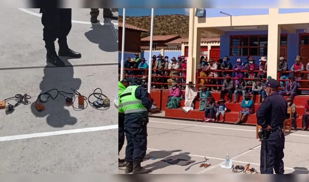 Policía logro convencer a pobladores de dejar libres a los comuneros. Se les halló huaracas.