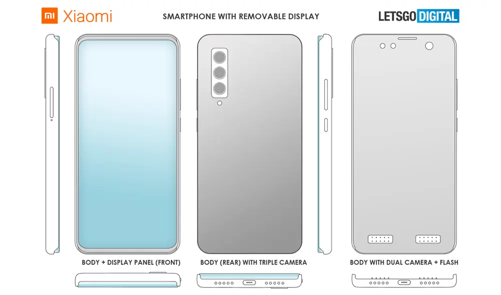 Así luce el teléfono patentado por Xiaomi. 
 | Foto: LetsGoDigital