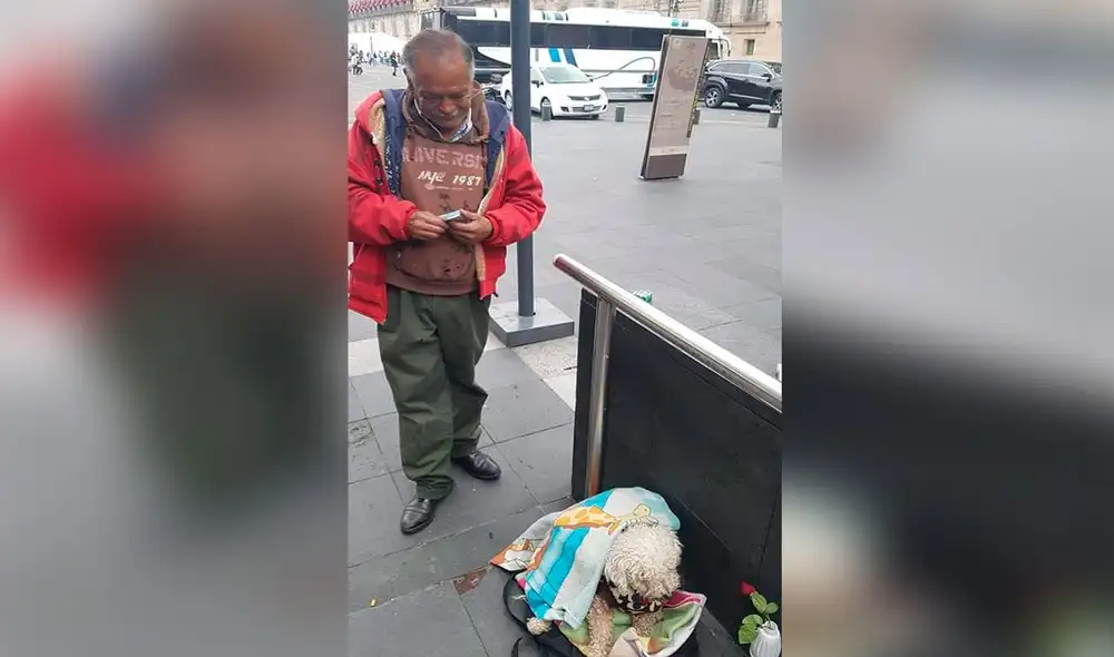Desliza las imágenes para ver el emotivo gesto de un hombre al proteger y cuidar a su perro que lo acompaña al trabajo. Foto: Facebook