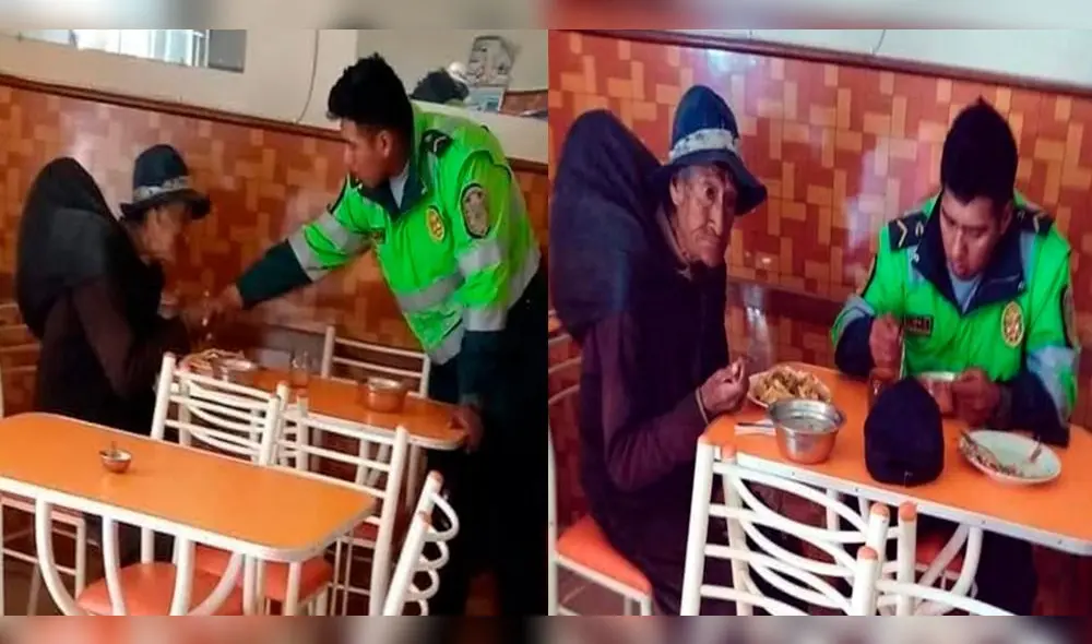 Facebook: Policía compartió desayuno con anciano indigente en Puno.