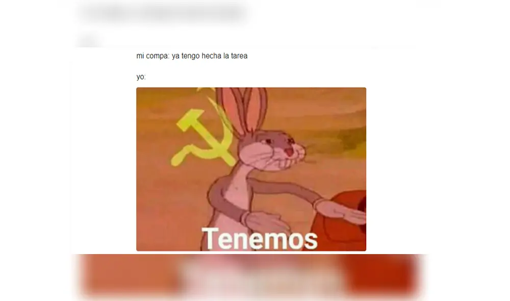 Este curioso meme que tiene como protagonista a Bugs Bunny se ha vuelto viral en las redes. Foto: Facebook.