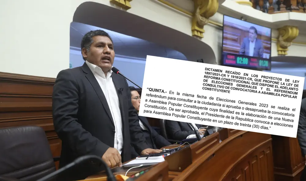 Quito Sarmiento presentó dictamen en minoría para que mandato presidencial y congresal culmine en julio de 2023. Foto: composición/Congreso Quito Sarmiento presentó dictamen en minoría para que mandato presidencial y congresal culmine en julio de 2023. Foto: composición/Congreso