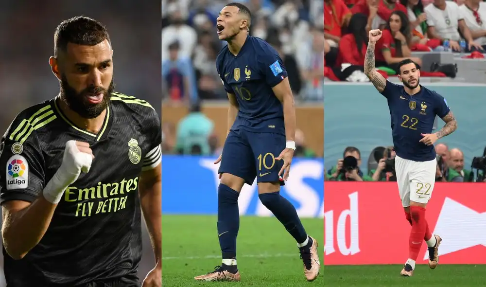 Benzema, Mbappé y Theo Hernández estan presentes en el once ideal del diario frances. Foto: Composición LR/AFP